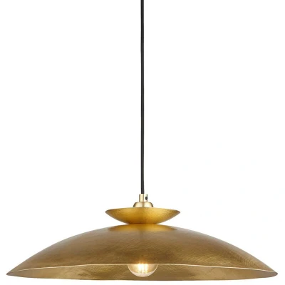 Image of Livorno Dome Pendant Ceiling Light Hammered Brass, Brass Plate