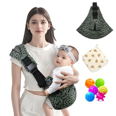Image of Baby Sling Carrier, Adjustable Easy Toddler Carrier Comfortable Wrap for Newborn Up to 3 36 Months (Leopard Green)