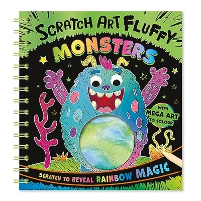 Image of Bookoli Scratch Art Fluffy Monsters Books Colouring Book Monster Activity Perfect for Kids Aged 4 to 6 Years Arts and Crafts Children