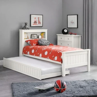Image of Julian Bowen Maine Bookcase Bed, Surf White, Single