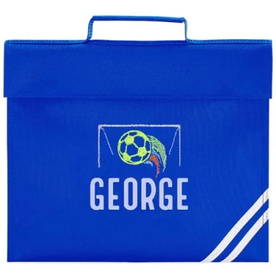 Image of TeddyT&#039;s Personalised Neon Football Net Embroidered Name School Book Bag (Royal Blue)