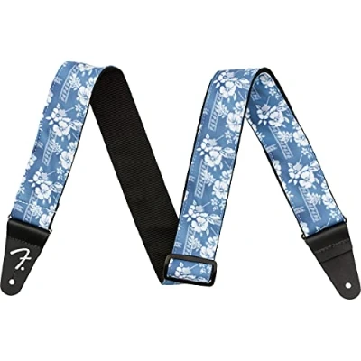 Image of Fender® Hawaiian Guitar Strap Width 5 cm Length 86 150 Blue Floral