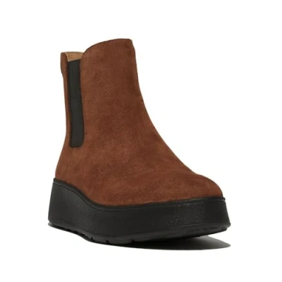 Image of Fitflop Women&#039;s F Mode Suede Flatform Chelsea Boots, Rich Brown, 7 UK
