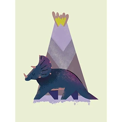 Image of Wee Blue Coo Dinosaur Triceratops Wall Large Art Print Poster Decor 18x24 inch