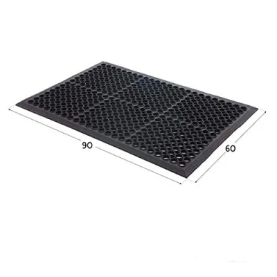 Image of SrS Rugs® Rubber Mats Outdoor Entrance Non Slip Anti Fatigue Drainage Holes (Rubber Rings, 60cm x 90cm)