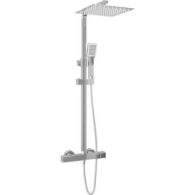 Image of vidaXL Dual Head Shower Set with Thermostat Stainless Steel