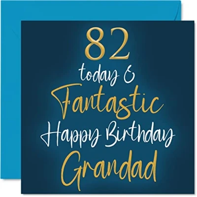 Image of Fantastic 82nd Birthday Cards for Grandad 82 Today &amp; Happy Card from Grandson Granddaughter, Gifts, 145mm x Greeting