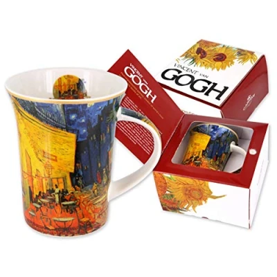 Image of CARMANI Porcelain Mug Decorated with &#039;Cafe Terrace at Night&#039; by Vincent Van Gogh 350ml