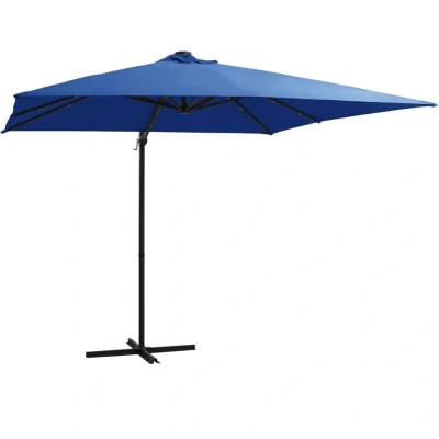 Image of vidaXL Cantilever Garden Parasol with LED lights and Steel Pole 250x250 cm Azure Blue
