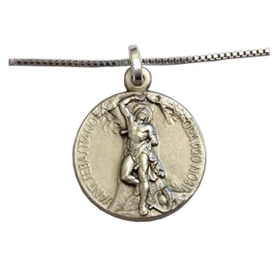 Image of 925 Sterling Silver Saint Sebastian Medal with Chain 100% Made in Italy The Patron Saints Medals