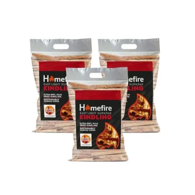Image of Homefire Sustainably Sourced Supapak Wood Kindling, for Burners, Open Fires, Multi fuel Stoves (Pack of 3)