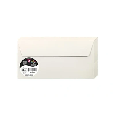 Image of Clairefontaine 120016C Pack of 50 Self Adhesive Envelopes DL Format 11x22cm 120g/m² Color Pearl Gray Invitation to Events and Correspondence Pollen Range Premium Paper