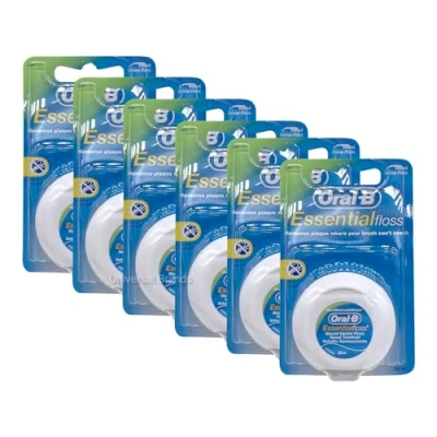 Image of Essential Waxed Mint Dental Floss, 50 m (Pack of 6)