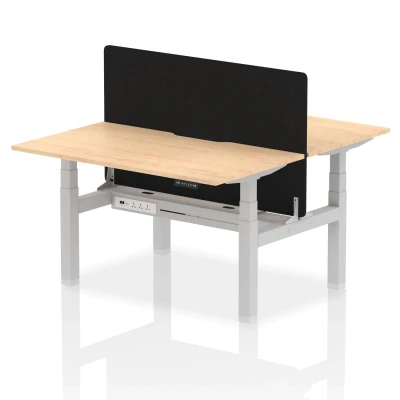 Image of Air B2B 1400x800 Adjustable 2P Bench Desk Scallop Maple/Silver +Screen