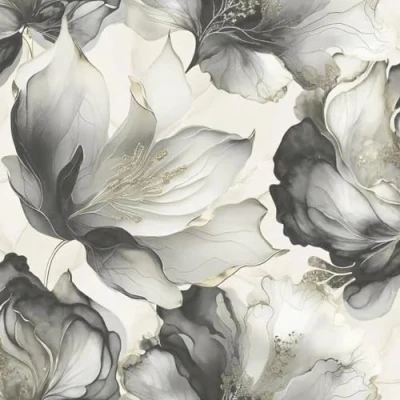 Image of Elysian Floral Black Gold Wallpaper Metallic Effect Flowers Modern Contemporary Glamorous Feature Wall