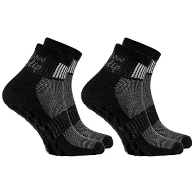 Image of Rainbow Socks Women Men Cotton Non Slip Grip ABS Sport 2 Pairs Black Size 8,5 9,5