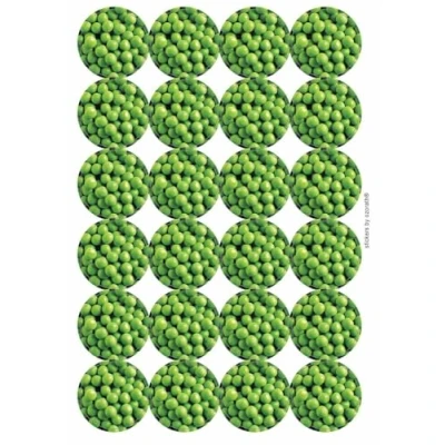 Image of Peas Circular Matt Paper Stickers A4 Sheet of 24 (Each Sticker is 45mm Diameter)