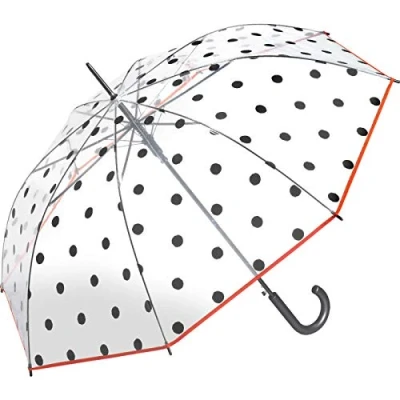 Image of happy rain Automatic Umbrella transparent black, Dots, 100 cm,