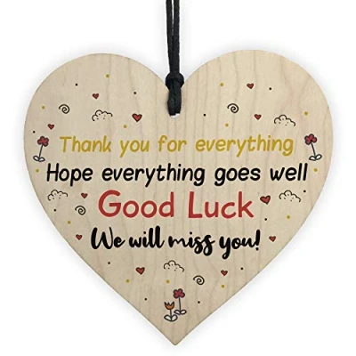 Image of RED OCEAN Wooden Heart Gift For Colleague Friendship Thank You Leaving Work Good Luck