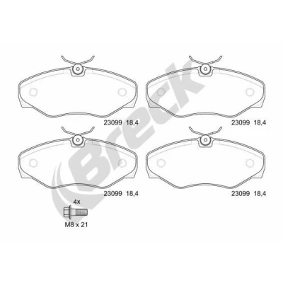 Image of 6025371279, 6025371662, 7701050914, 7701054771, 7711946181 Brake pad set BRECK 23099 00 703 prepared for wear indicator VAUXHALL: Vivaro Van