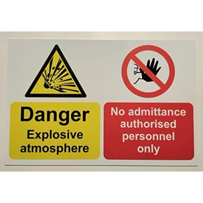 Image of Danger Explosive Atmosphere no Admittance Safety Sign Self Adhesive Sticker (200mm x 150mm)