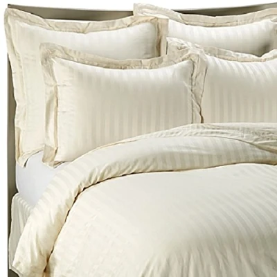 Image of viceroy bedding 100% Egyptian Cotton, CLASSIC STRIPE Housewife Pillow Cases, Cream, Pair 500 Thread Count