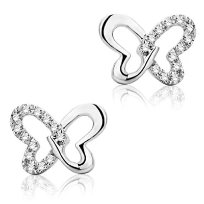 Image of Miore Women&#039;s 9ct White Gold Roundschliff Diamond Earrings