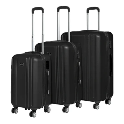 Image of Dellonda 3 Piece Lightweight Luggage Suitcase Trolley Set ABS TSA Lock Black