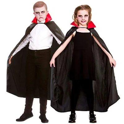Image of Wicked Costumes Kids Unisex Black/Red Deluxe Vampire Cape One Size