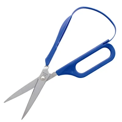 Image of PETA Easi Grip Long Loop Scissors, Stainless Steel and Polymer Handle, Self Opening Ergonomic to Increase Stability, 75mm Pointed Blade