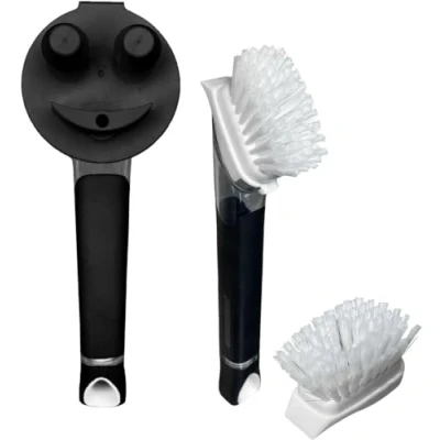 Image of The Original Smiling Sponge Handle Soap Dispensing for Scrub Daddy and Smilyeez Dishwand (Black &amp; Black Combo)