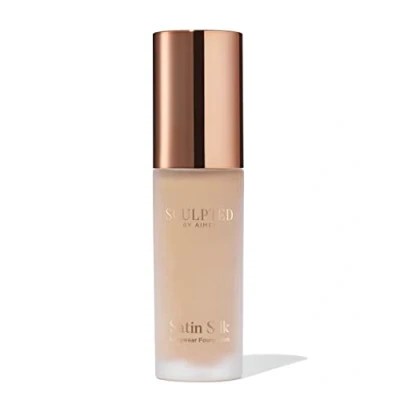 Image of Satin Silk Longwear Foundation from Sculpted by Aimee (Tan 5.0) Lightweight, Hydrating &amp; Buildable High Coverage, Sweat Resistant