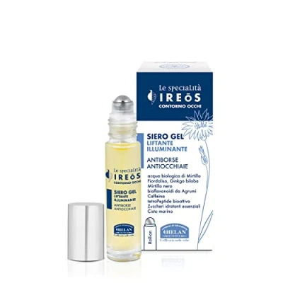 Image of Helan IREOS Lifting &amp; Brightening Eye Bags Remover for Skincare with Cool Steel Roll On Roller Dark Circles and Puffines, Caffeine Serum Fast Absorbing Texture, Made in Italy 10ml