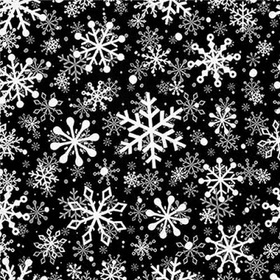 Image of 20 Napkins Christmas White Snowflakes on Black as Table Decoration Paper with Motif Also for Decoupage and 33 x cm