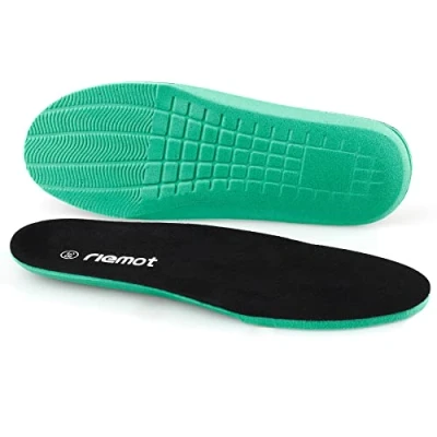 Image of riemot Insoles for Women and Men,Comfort Insole at Work,Breathable Inner Sole Boots Wellies Slippers,Shock Absorption Foot Pain Relief Insoles,Replacement Anti Odour Insert,Black,UK 5