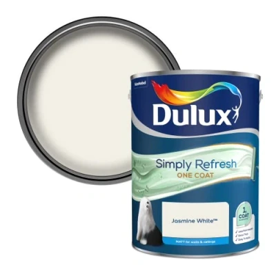 Image of Dulux Simply Refresh One Coat Matt Emulsion Paint Jasmine White 5L