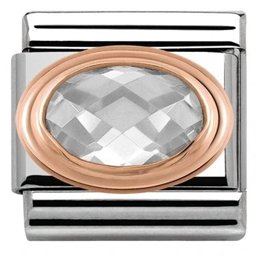 Image of Nomination Rose Gold Faceted White Charm Stainless Steel