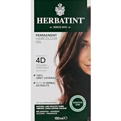 Image of Herbatint Permanent Herbal Haircolor Gel, 4D Golden Chestnut, 4.56 Ounce