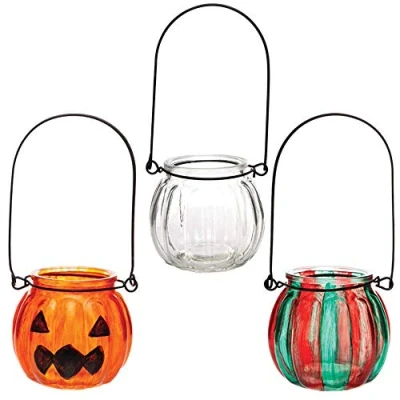 Image of Baker Ross AW767 Glass Lantern Tealight Holders, Christmas Arts and Crafts (Box of 4), Assorted
