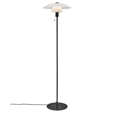 Image of Nordlux Verona floor lamp, black frame, opal lampshade