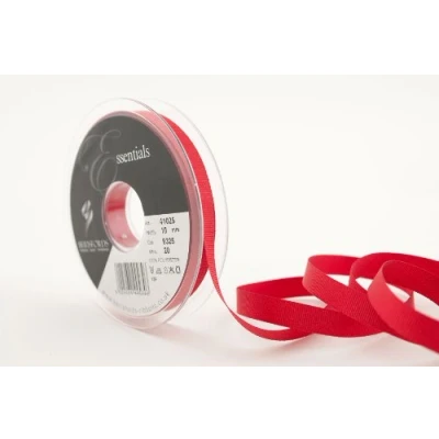 Image of Berisfords 41025 20 m x 10 mm Polyester Grosgrain Ribbon, Red