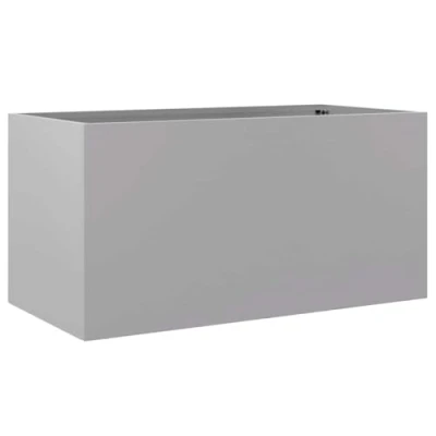 Image of vidaXL Silver Rectangular Planter Galvanised Steel for Outdoor Garden, Balcony, Patio Use Durable, Corrosion Resistant, 62x30x29 cm