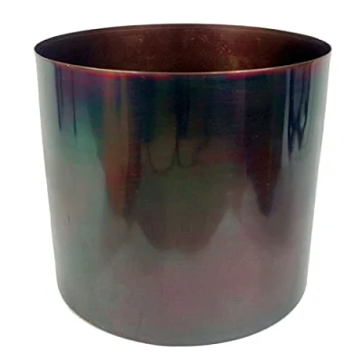 Image of Leaf Modern Metal Planter, Rainbow, 18cm