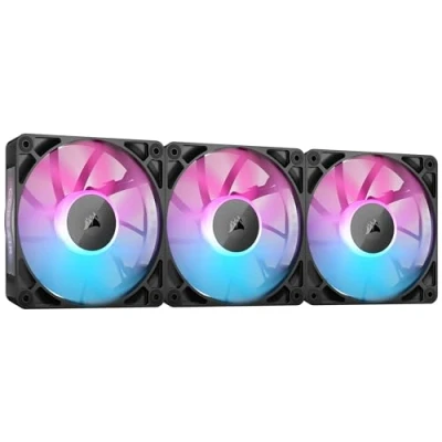Image of Corsair iCUE LINK RX120 RGB 120mm PWM Fans with System Hub Magnetic Dome Bearing Triple Pack Black