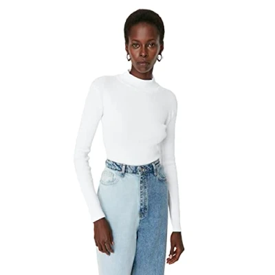 Image of Trendyol Women Slim fit Basic Turtleneck Knitted Blouse Weiß