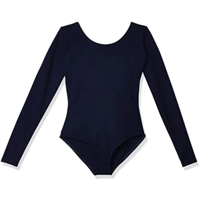 Image of Capezio Girl&#039;s Long Sleeve Leotard, Navy, Child Intermediate