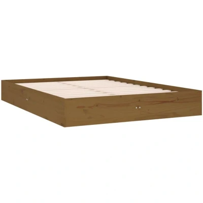 Image of vidaXL Bed Frame without Mattress Honey Brown Solid Wood 135x190 cm Double