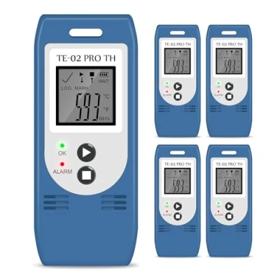 Image of ThermElc TE 02 Pro TH Temperature Humidity Logger with Auto CSV &amp; PDF Reports, Compare Multi Devices Data, Monitor Cold Frozen Storage Calibration Certificate Recorder