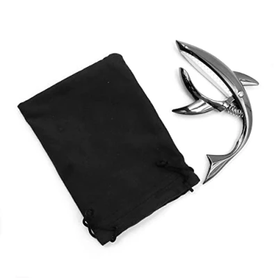 Image of Alnicov Guitar Capo Shark Zinc Alloy Tone Clip for Electric Acoustic Classical Ukulele(Black)