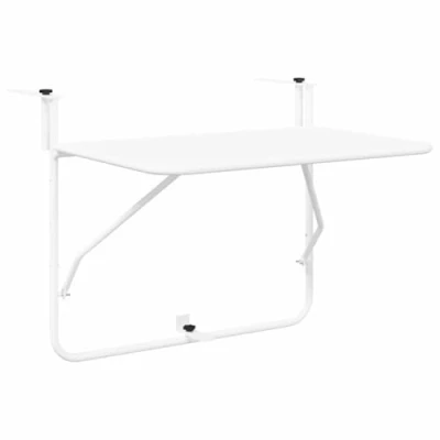Image of vidaXL Outdoor Balcony Table White Rectangular Metal Patio Furniture for Balcony/Garden/Terrace 39.5x60 cm